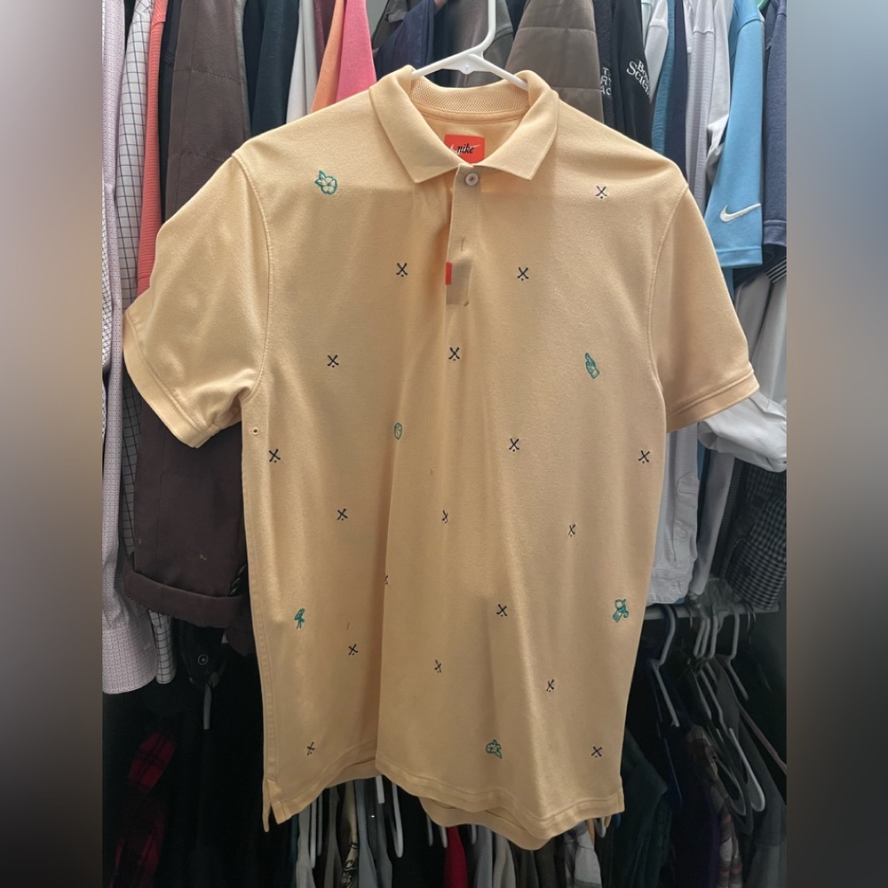 Nike Polo Dri-Fit Yellow Orange Golf Clubs CI9771-251 Men’s Tiger Woods
